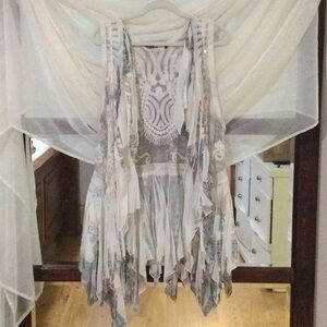 Chic Cream and Multi color Boho fringe vest